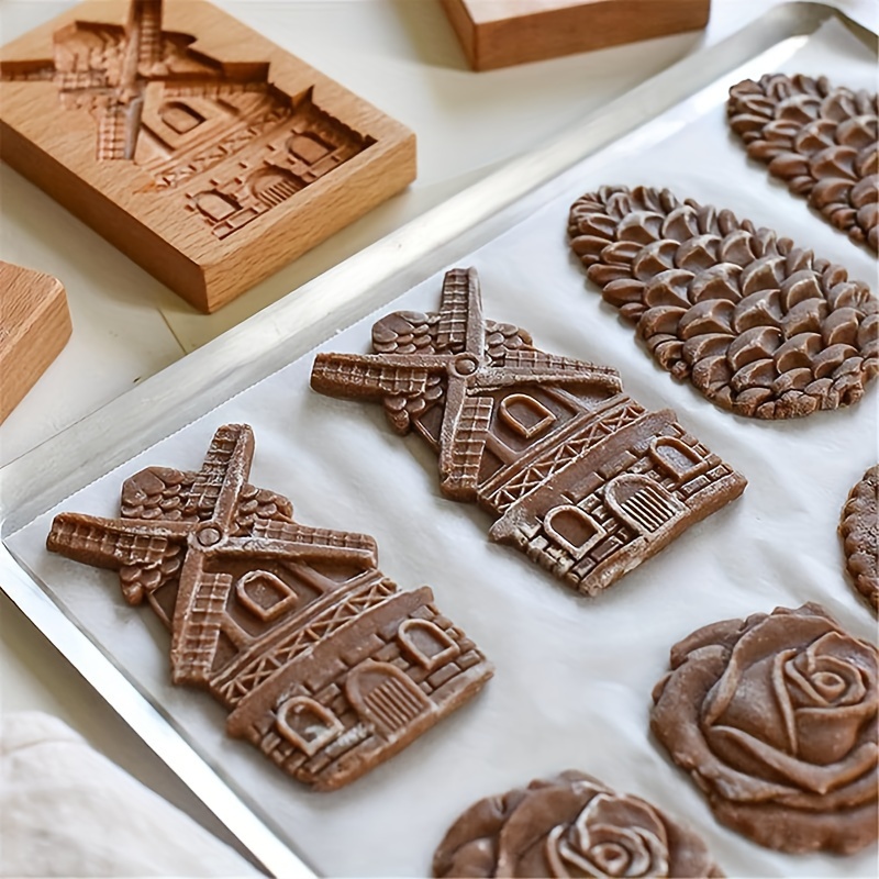 Wooden Cookie Mold Household Gingerbread Cake Mould Press 3D Biscuit  Embossing Molds Bakery Gadget Baking Tool Kitchen Supplies