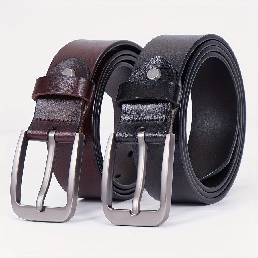 New Classic Black Genuine Leather Belt Solid Real Leather Belt