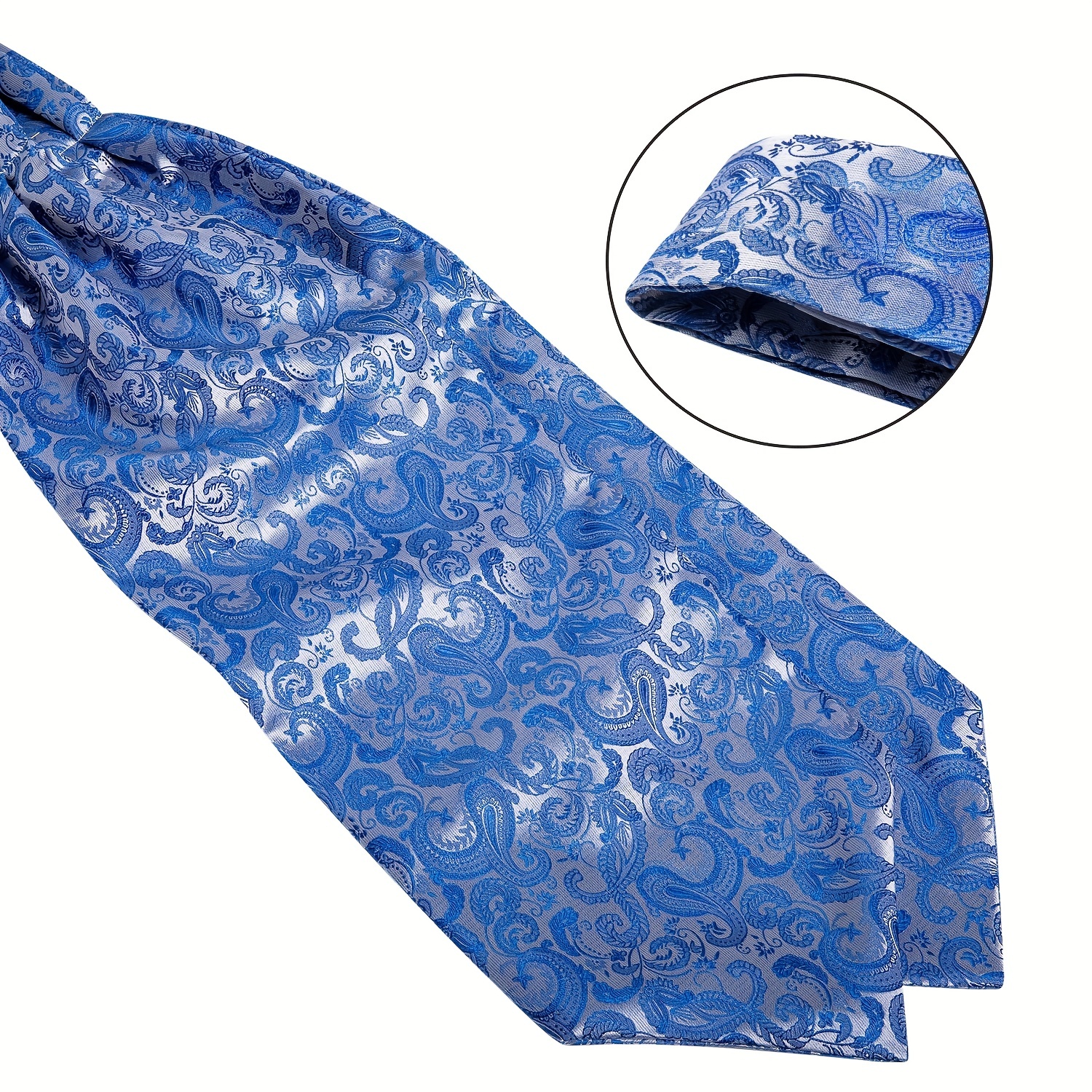  DiBanGu Blue Ascot Ties for Men Cravat Tie and Pocket Square  Set Jacquard Silk Ascot Paisley Cravat for Men : Clothing, Shoes & Jewelry