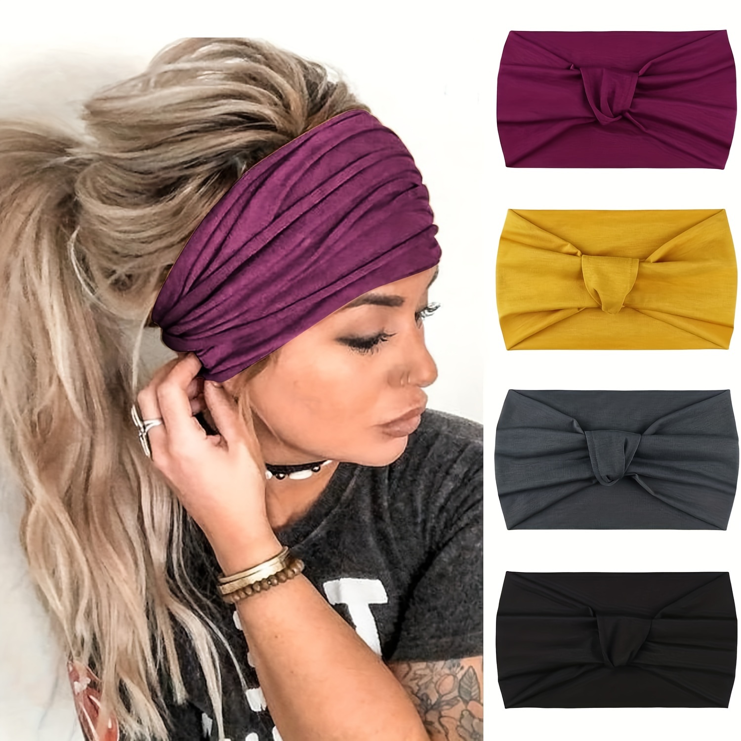 Non slip Extra Wide Headbands Women Soft Elastic Hair Bands - Temu