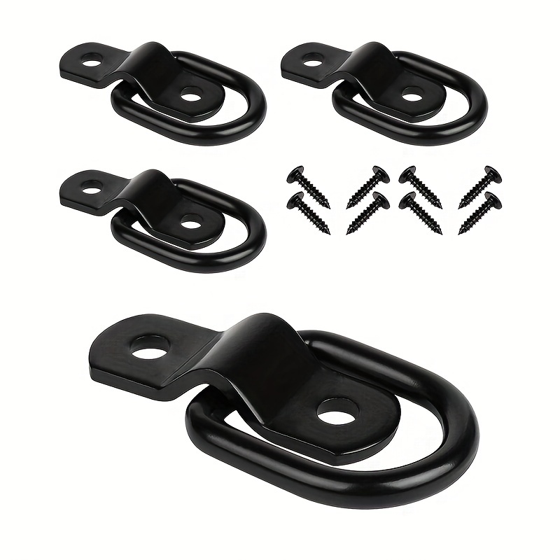 (4-Pack) D Rings Tie Down Anchors Hooks For Trailer Truck Bed Bracket  Enclosed Points Pickup Camper Surface Mount D-Ring Heavy Duty