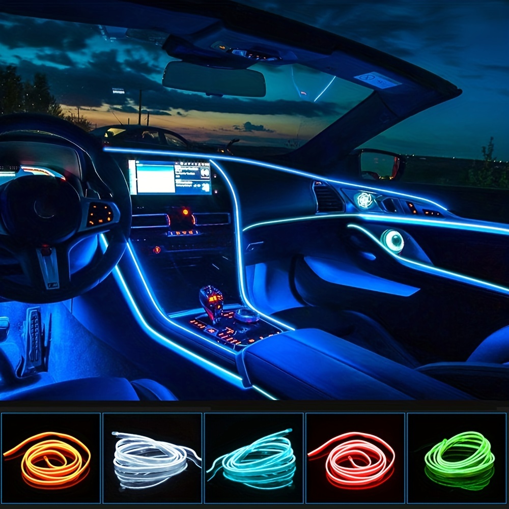 Tira de luz interior LED para coche, 16 Millones de Colores Luces Led Coche  Interior luz ambiental del coche, Luz de atmósfera de automóvil RGB por  control de voz o Control de