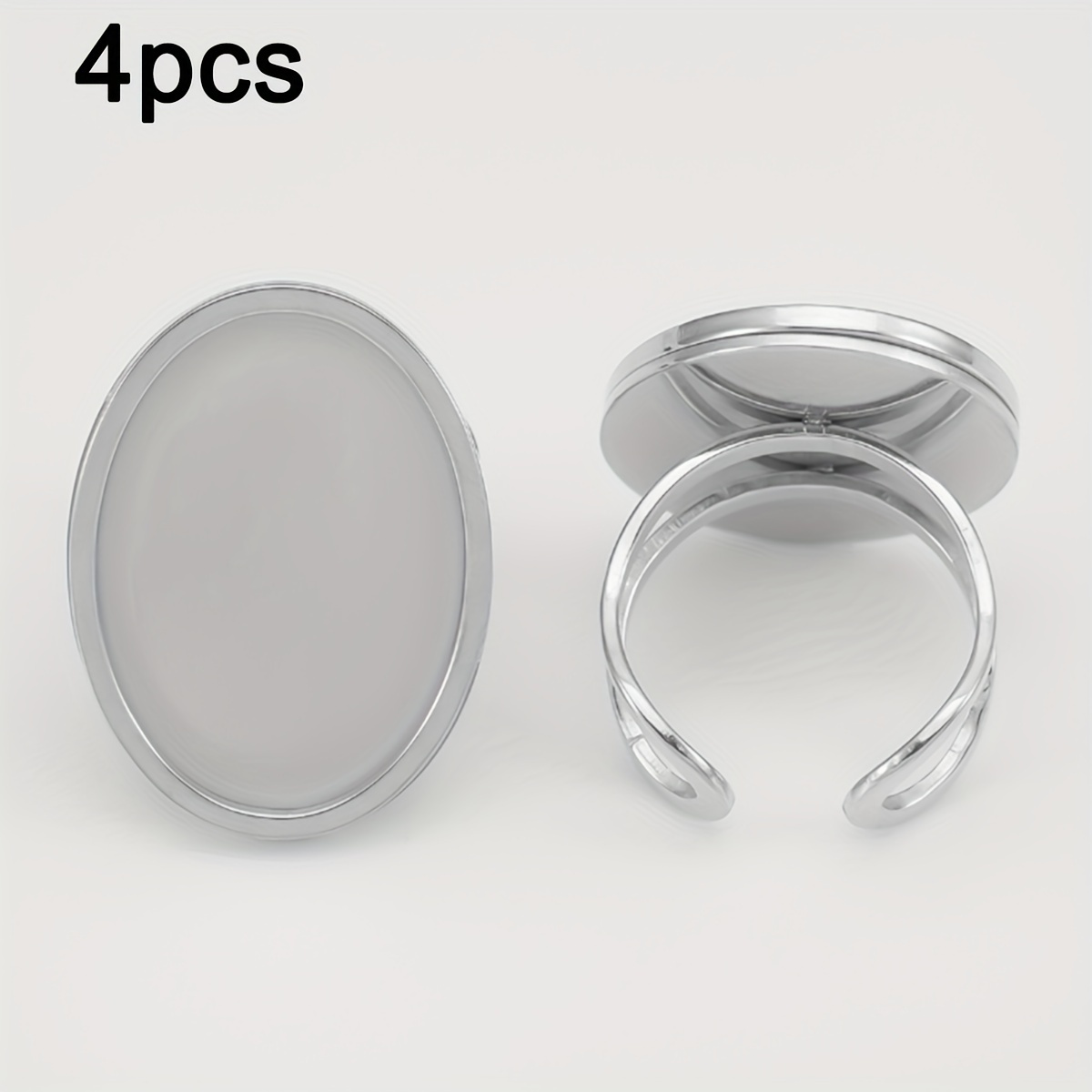 4pcs Stainless Steel Gold Rings Cabochon Setting Bezel Blank Ring Jewelry  Making