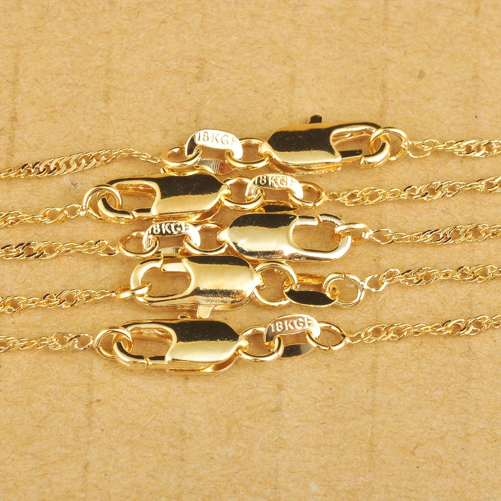 Water Wave Chain Necklace Plated 18K Gold Plated Chain Women's DIY Jewelry, Jewels Making Chain 16 -30,Temu