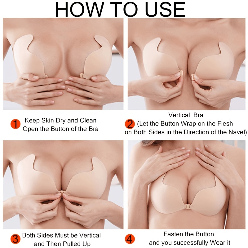 Women Bra Women Strapless Bra Breast Lift Push Up Bra Self Adhesive  Silicone Bra Women Bra (Beige, C)