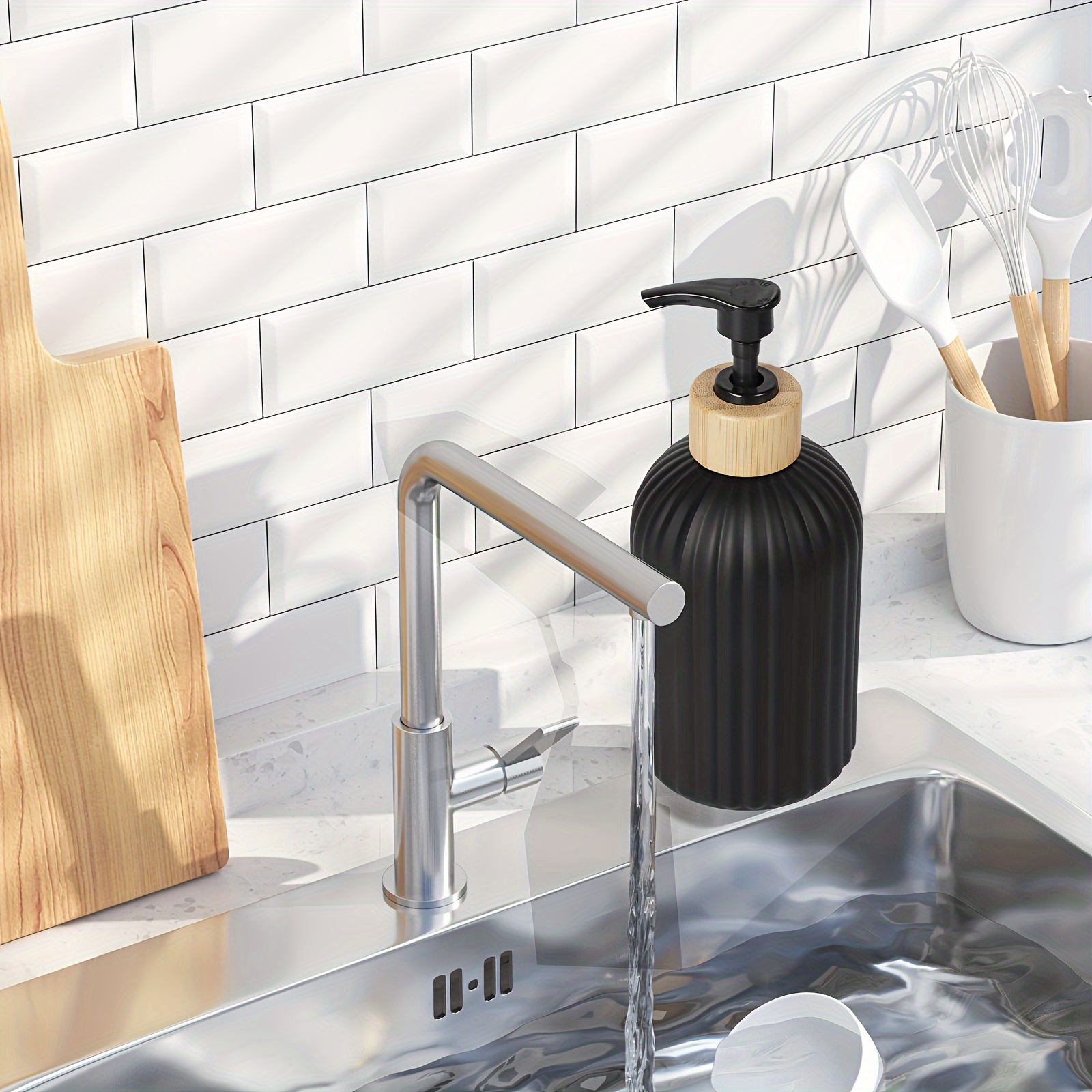 Soap Dispenser Set With Tray - Empty Refillable Hand And Dish Soap Dispenser  For Farmhouse Bathroom And Kitchen Decor - Temu