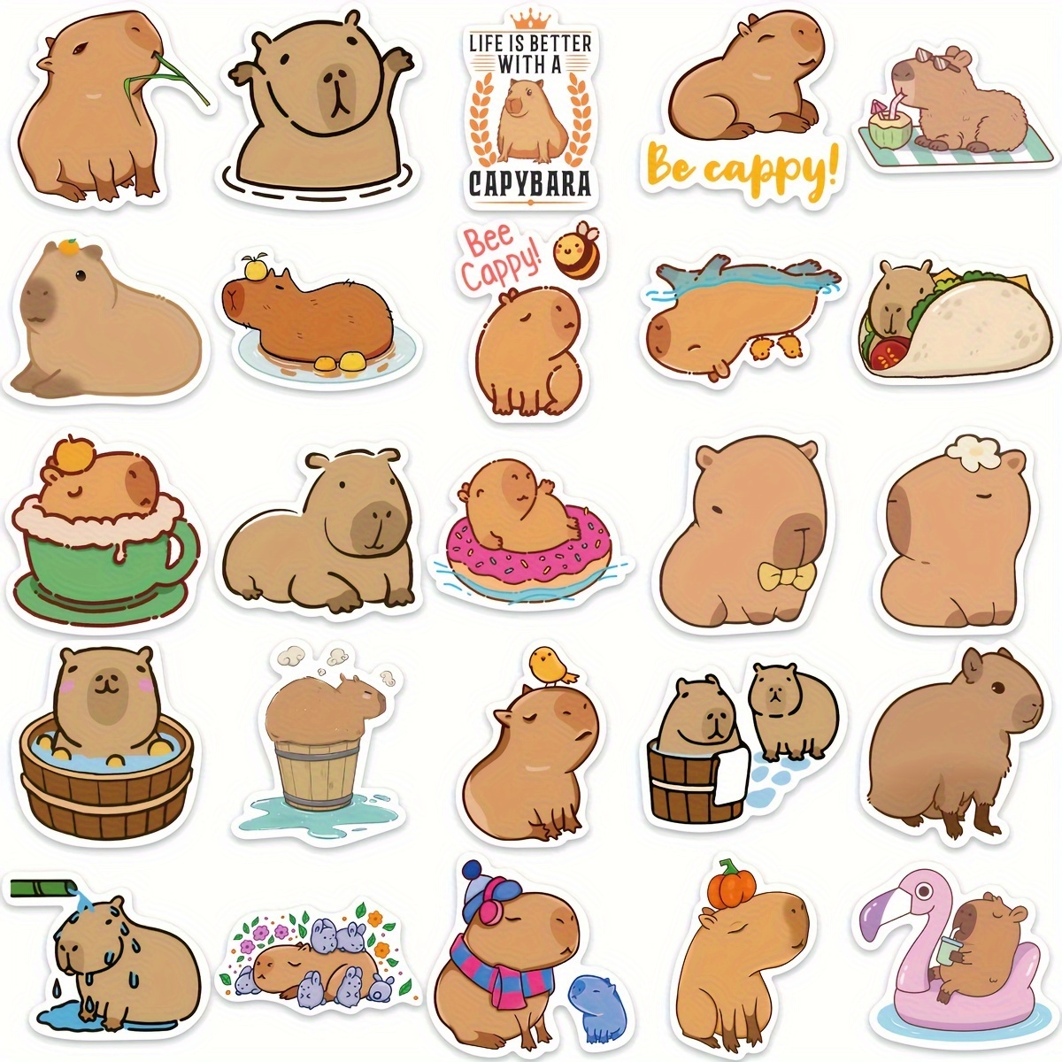 Cartoon Capybara Stickers, Laptop Stickers Kids