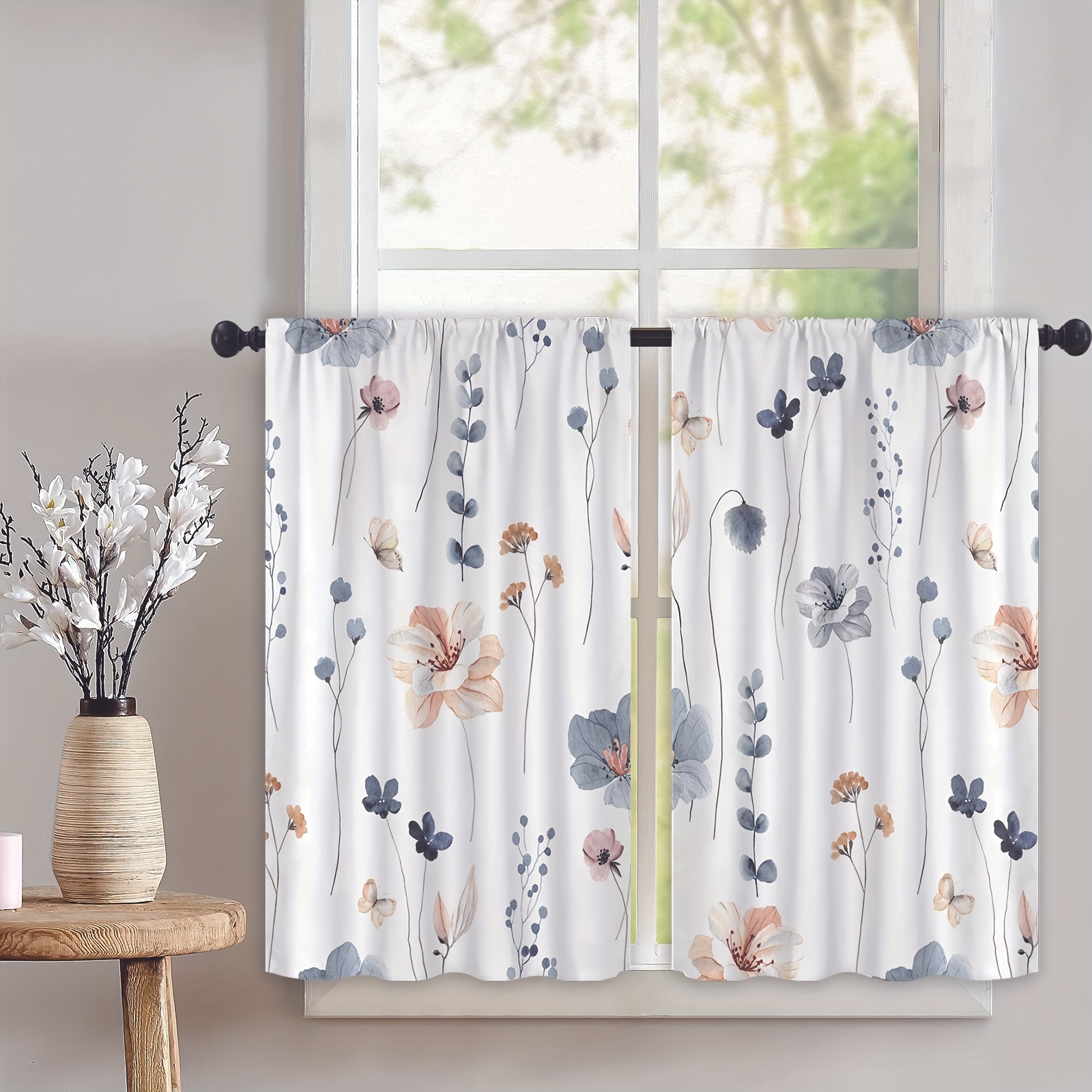 Spices And Herbs Kitchen Curtains With Rod Pocket Artistic - Temu