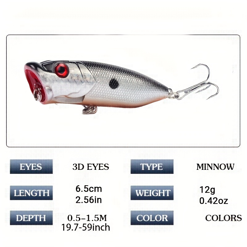 High quality Topwater Popper Fishing Lures 6# Hooks Perfect - Temu Canada