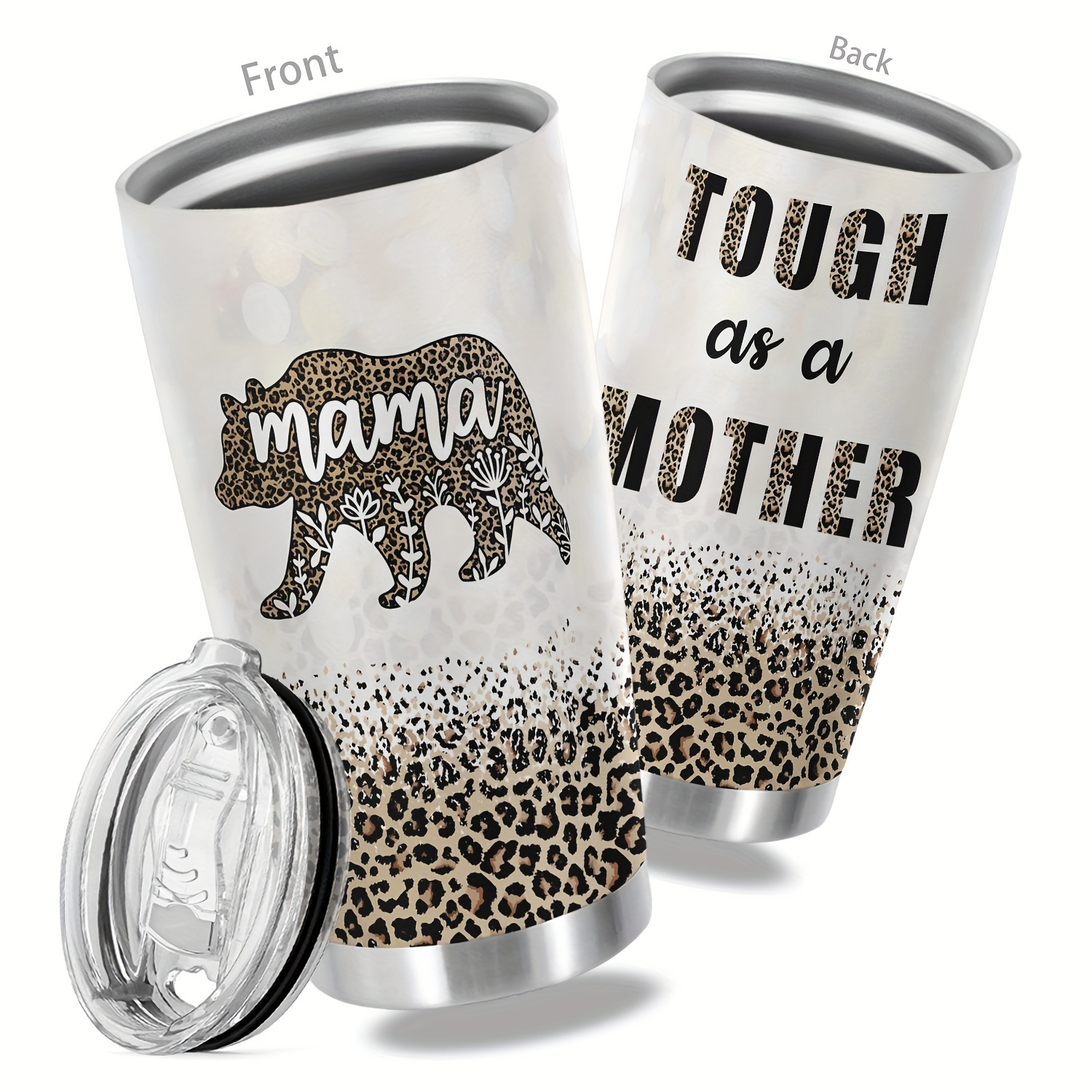 Lucky Love Mama + Mini Stainless Steel Cups for Kids and Adults - 3D  Printed Leopard Insulated Tumblers with Lids and Straws Making This Mom Mug  and Toddler Straw Cup Spill Proof (