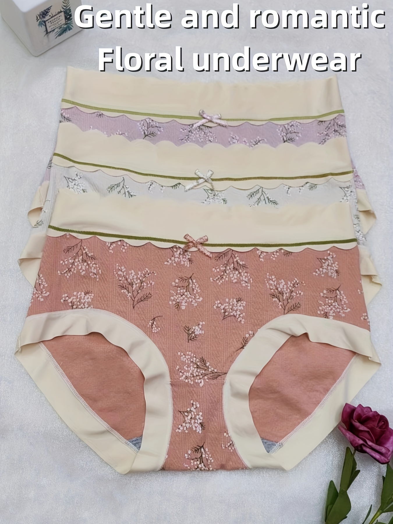 Cheap LANGSHA 4Pcs/set Panties Women Breathable Cotton Underwear Cute Print Seamless  Briefs Underpants