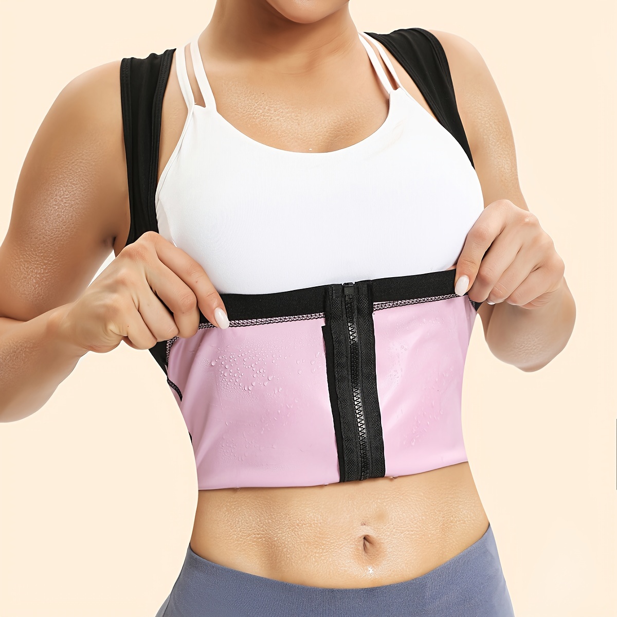 Sauna Suit For Women, Waist Trainer With Zipper, Workout Sweatband, Waist  Trimmer, Tummy Control For Body Shaper