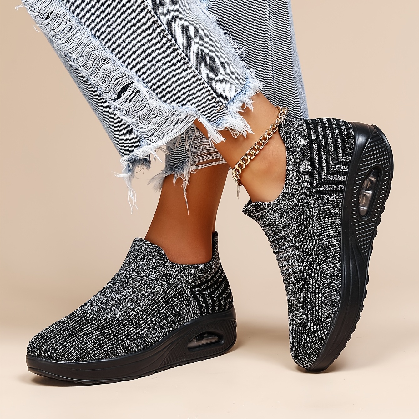 Women's Breathable Knit Sneakers Low Top Slip On Shoes