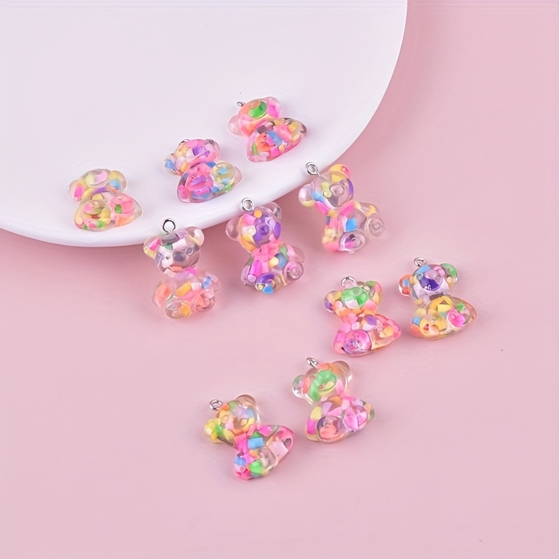 10pcs Cartoon Bear Resin Charms for DIY Jewelry, Jewels Making, Earring Necklace Pendant Keychain Accessories Charms, for Making Bulk,Temu