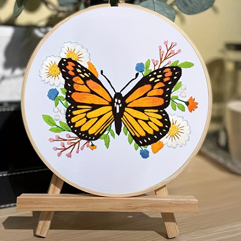 Acheter Kit de broderie bricolage motif fleur papillon, ensemble