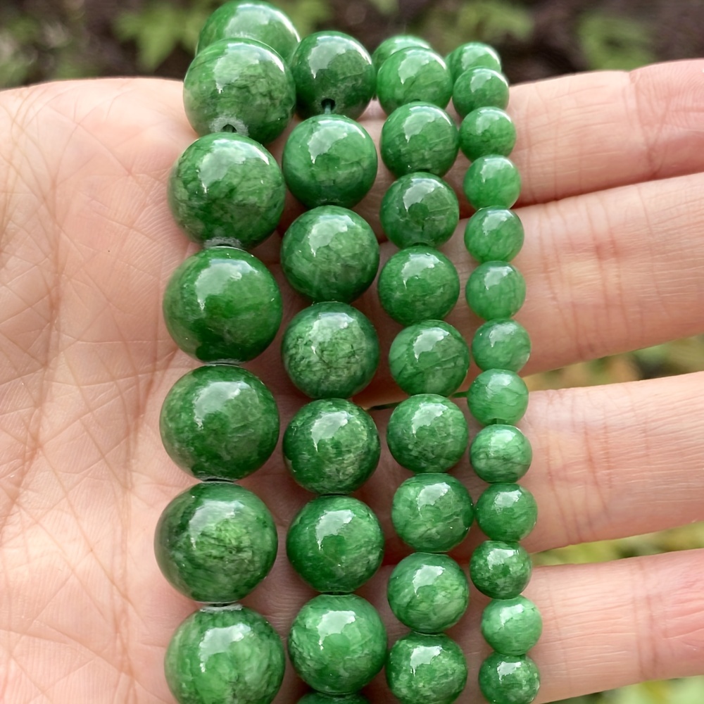Natural Dark Green Jades Loose Beads For Jewelry Making Diy - Temu