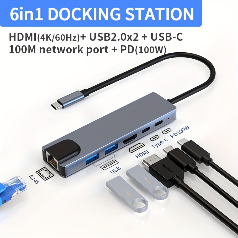copy of Adaptateur USB C HUB 8 en 1 vers VGA, HDMI 4K, Ethernet RJ45, Port