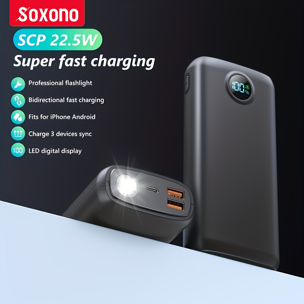 Portable Charger Power Bank 30000mAh - USB C 22.5W Fast Charging External  Battery Pack Charging Bank PD QC4.0 with Flashlight 3 Outputs & 2 Inputs
