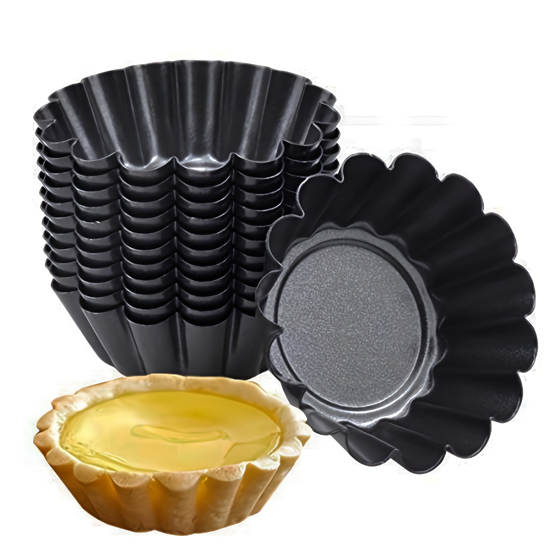 

12pcs, Egg Tart Mold, Non-stick Pan Carbon Steel Egg Tart Molds, Mini Pie Mould, Muffin Cupcake Pudding Baking Cup Maker - For Pies, Chinese Egg Tart, Cakes