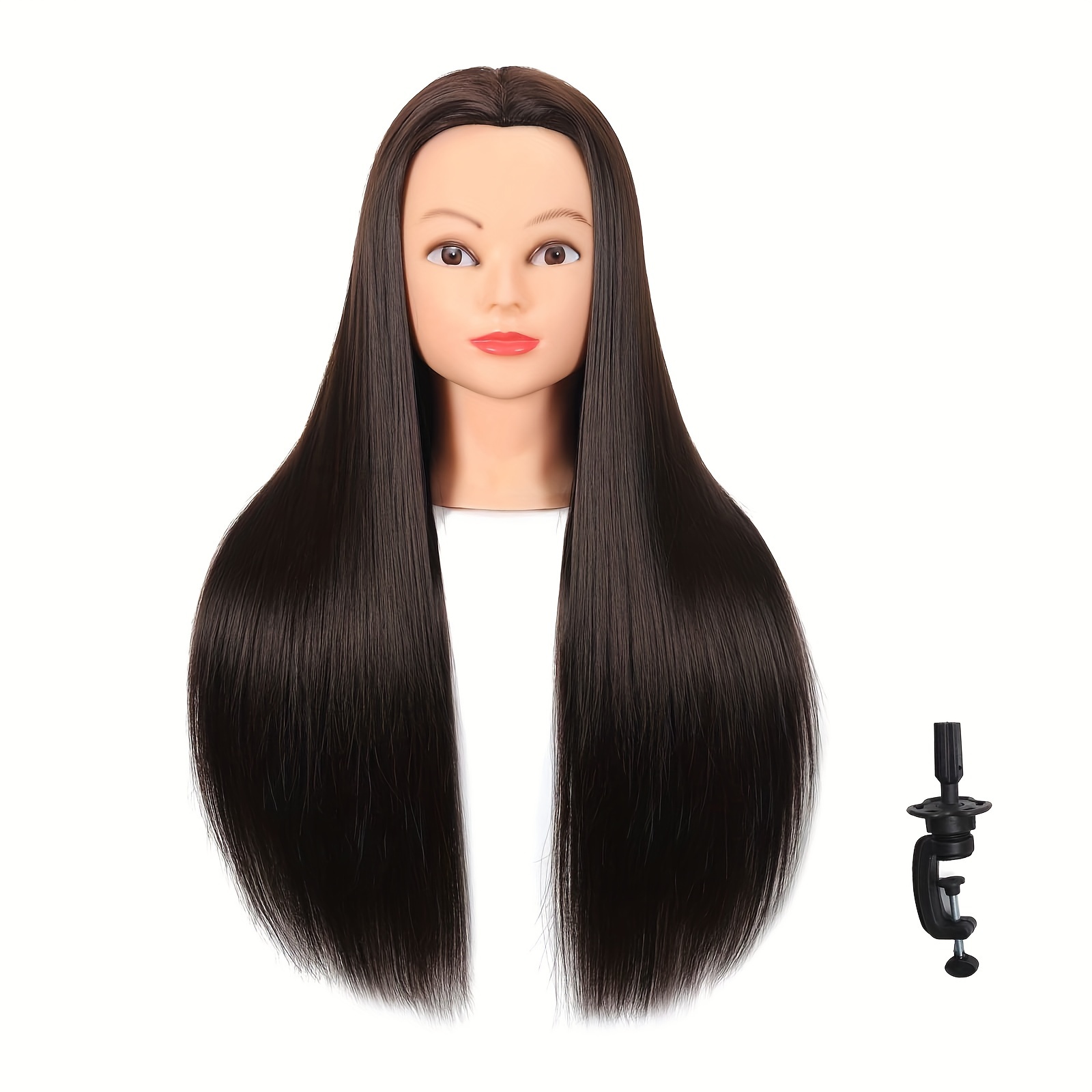 100% Real Hair Practice Training Head Mannequin Hairdressing Doll With  Clamp