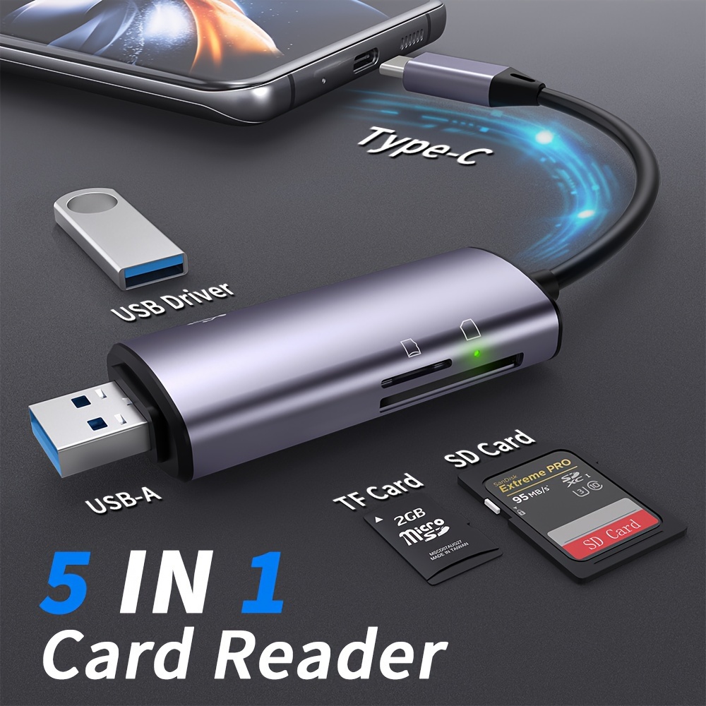 Lecteur de carte sd 5 en 1 adaptateur usb 3.0 pour iphone avec