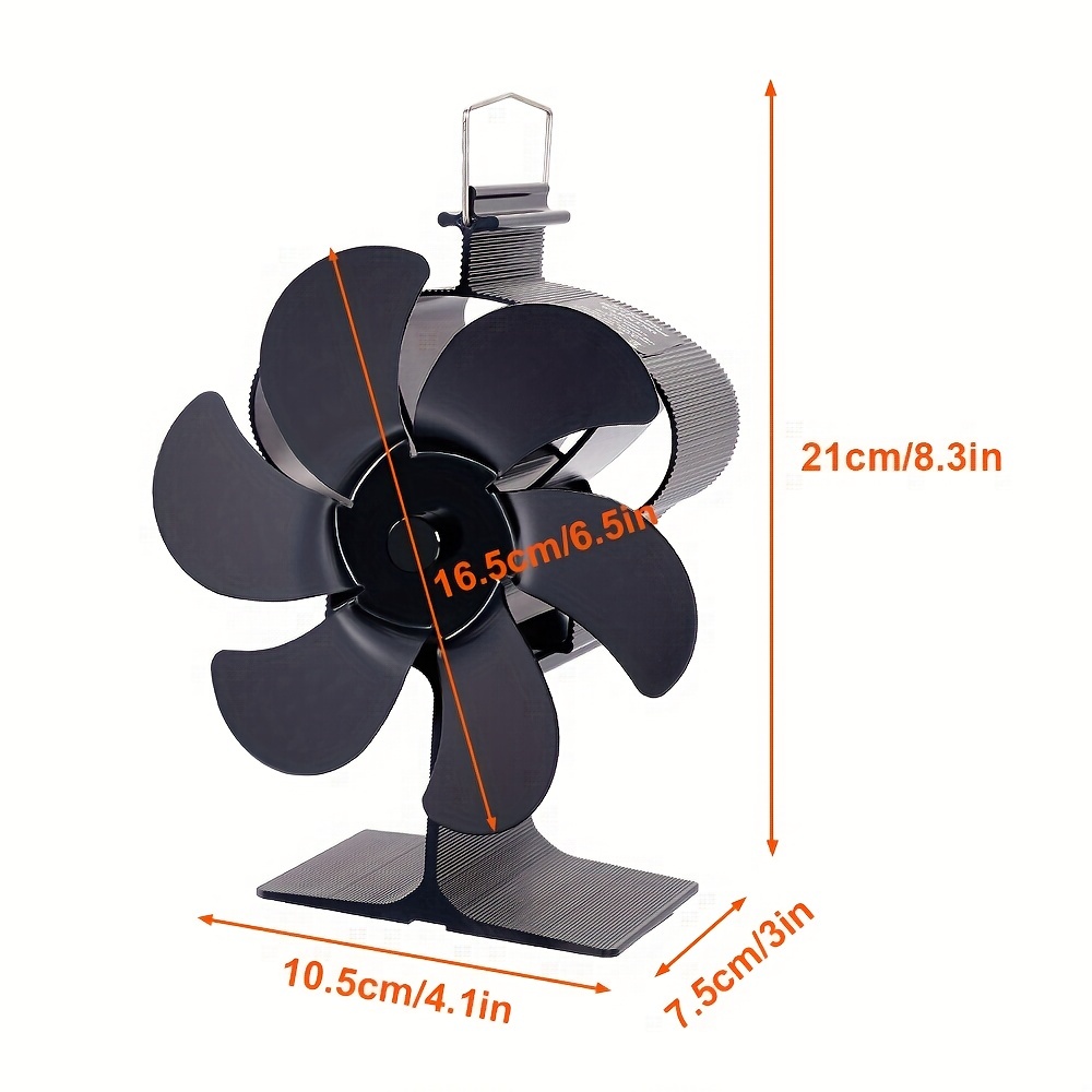 6 Blades Heat Powered Stove Fan High Temperature Resistant Self-starting  Wood Stove Fireplace Fan Black Diameter Home Heat Powered Stove Fan With  Thermometer For Home Office School Christmas Wedding Birthday Gift Fall