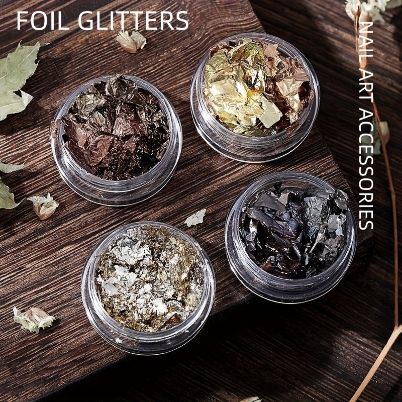 Gold Silver Aluminum Nail Foil Flakes Glitter Powder Nail Art Decoration  Reflective Sequins Accessories