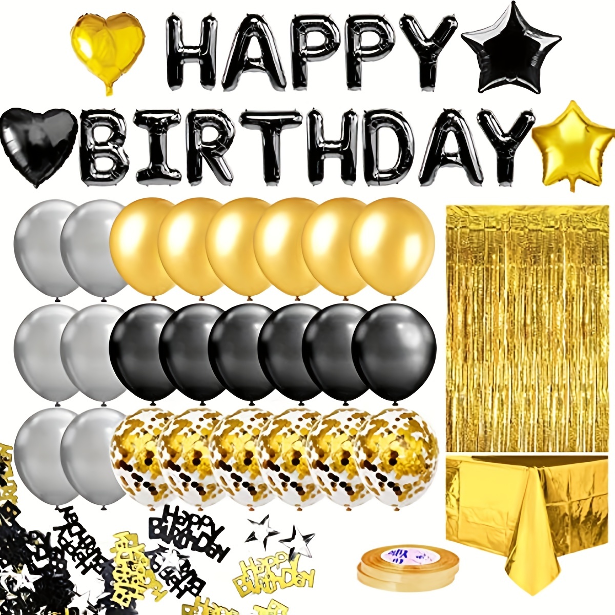 Black & Gold Happy Birthday Centerpiece