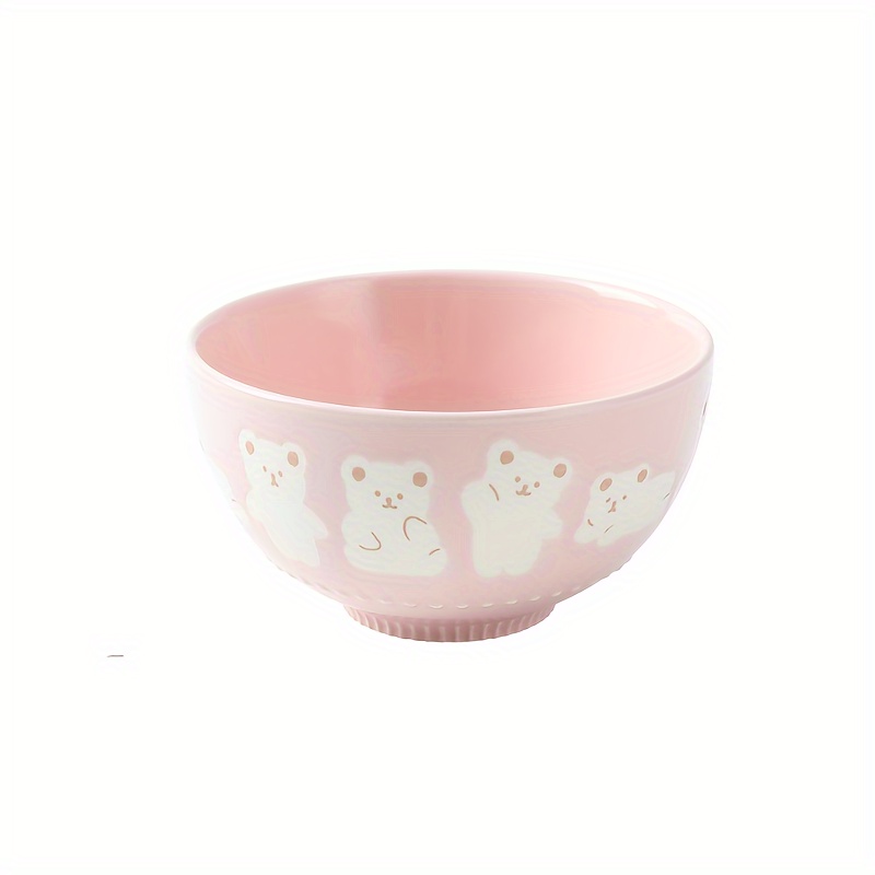 1pc Bol En Céramique Circulaire Avec Dessin D'ours En Relief  11,3x6,3cm/4,4x2,4 Pouces Résistant À Haute Température Bol À Riz, Salade,  Dessert, Soupe Vaisselle De Table Pour La Maison Valeur De Couleur Élevée 