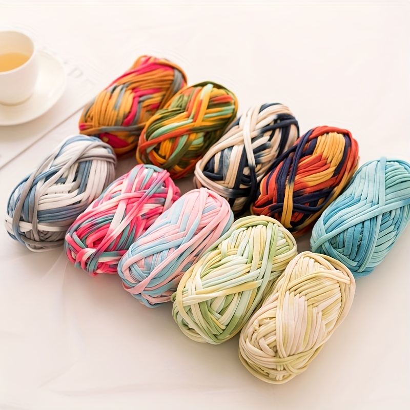 T-Shirt Yarn for Crocheting Beginners DIY Hand Craft Bag Blanket Cushion  Projects Knitting Yarn Fabric Crochet Cloth Multicolor 100g T-Shirt Yarn