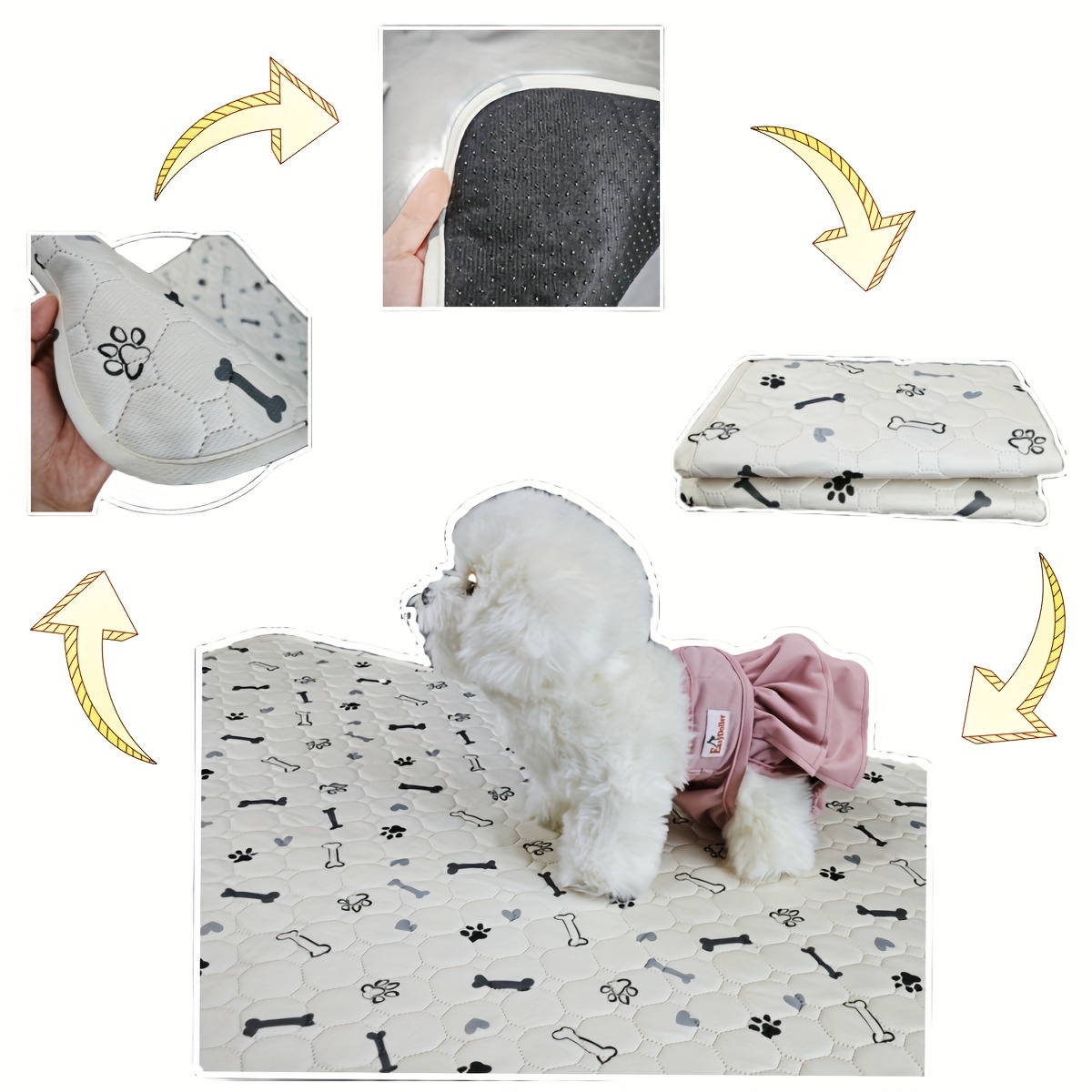 Bone Paw Print Dog Pee Pad Washable Dog Toilet Pads Reusable - Temu