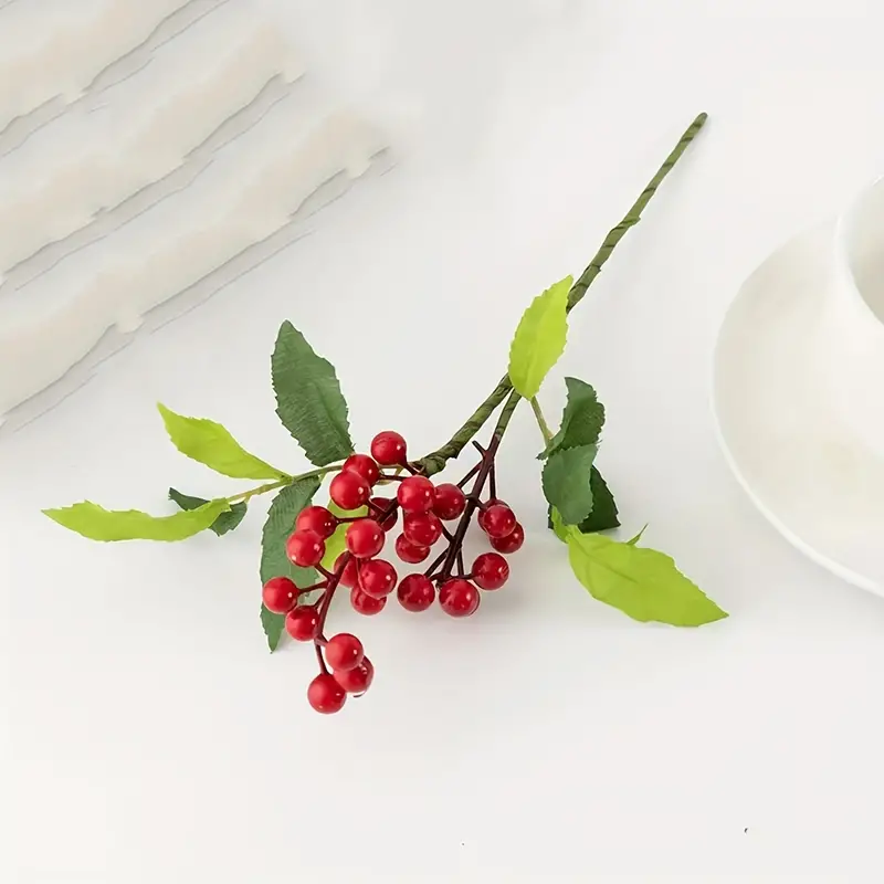 Christmas Artificial Red Berries Branch Long Stems - Temu