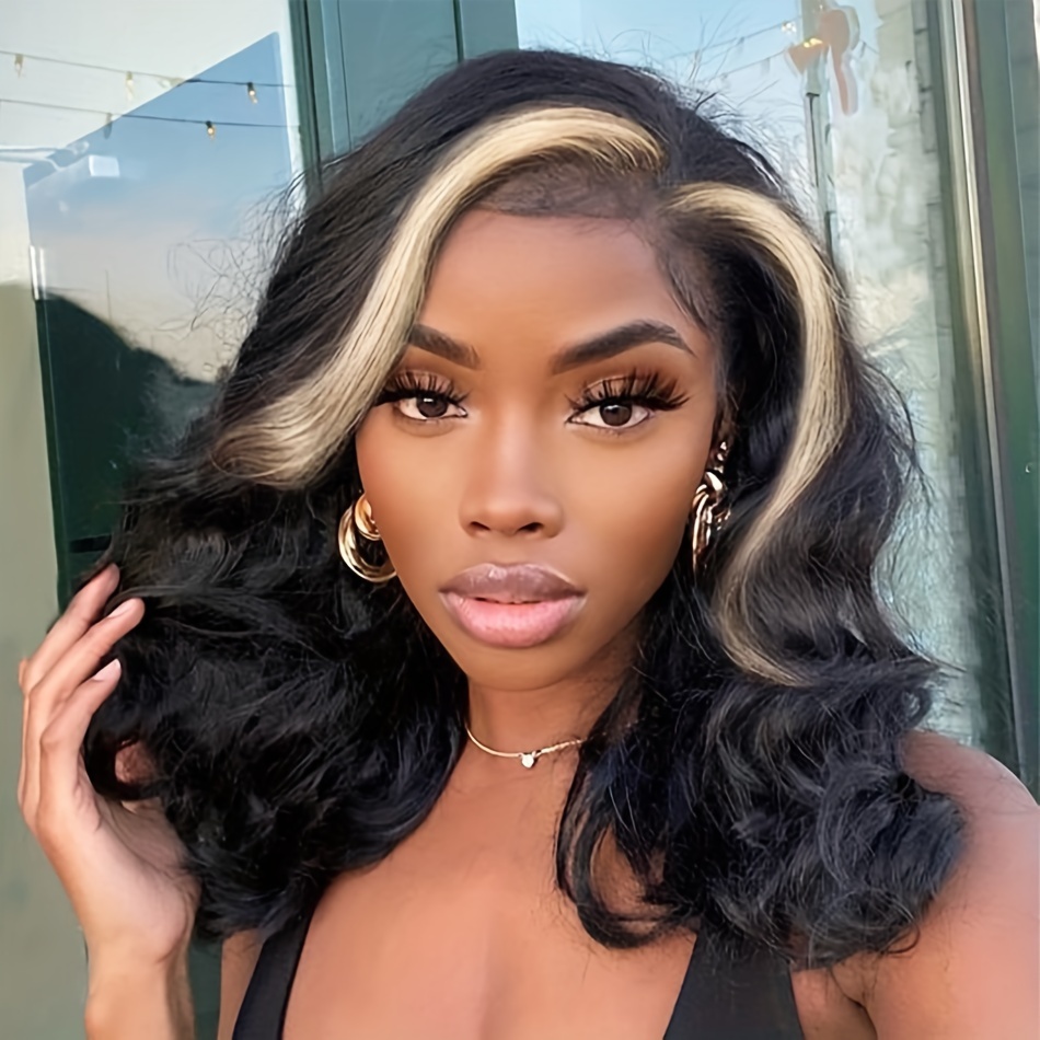 4*1 Lace Front Wig Short Loose Wave Wigs Women Natural Black - Temu Canada