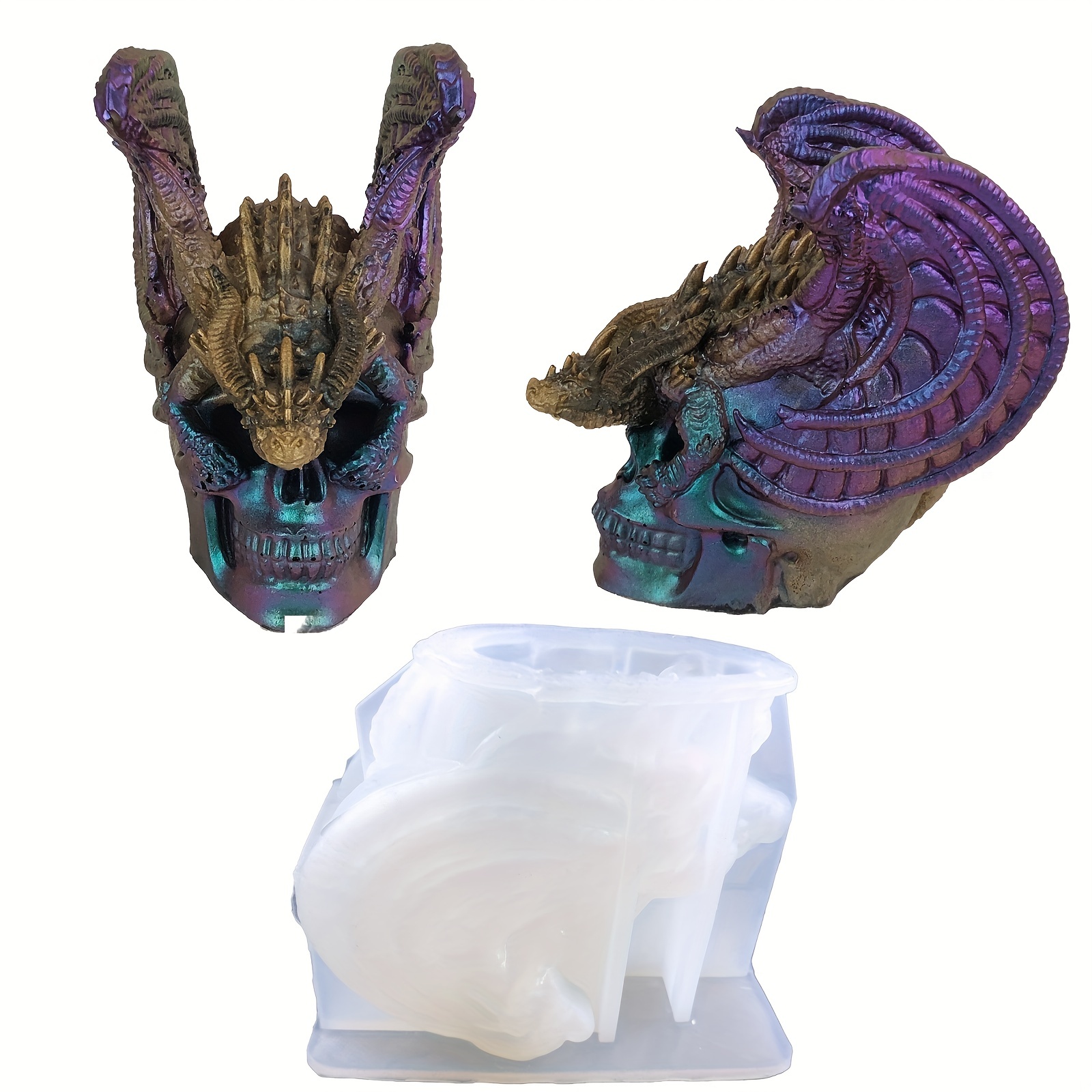 Small 3D Dragon Head Silicone Mold Resin Epoxy Craft Polymer Clay