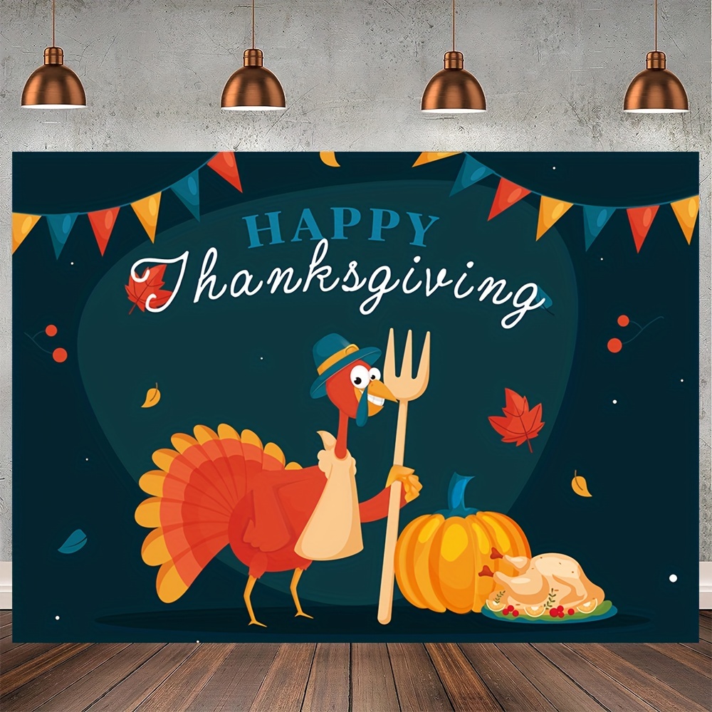 Friendsgiving Backdrop Banner Fall Pumpkin Turkey Thanksgiving Festival  Holiday Photography Background Wall Decoration