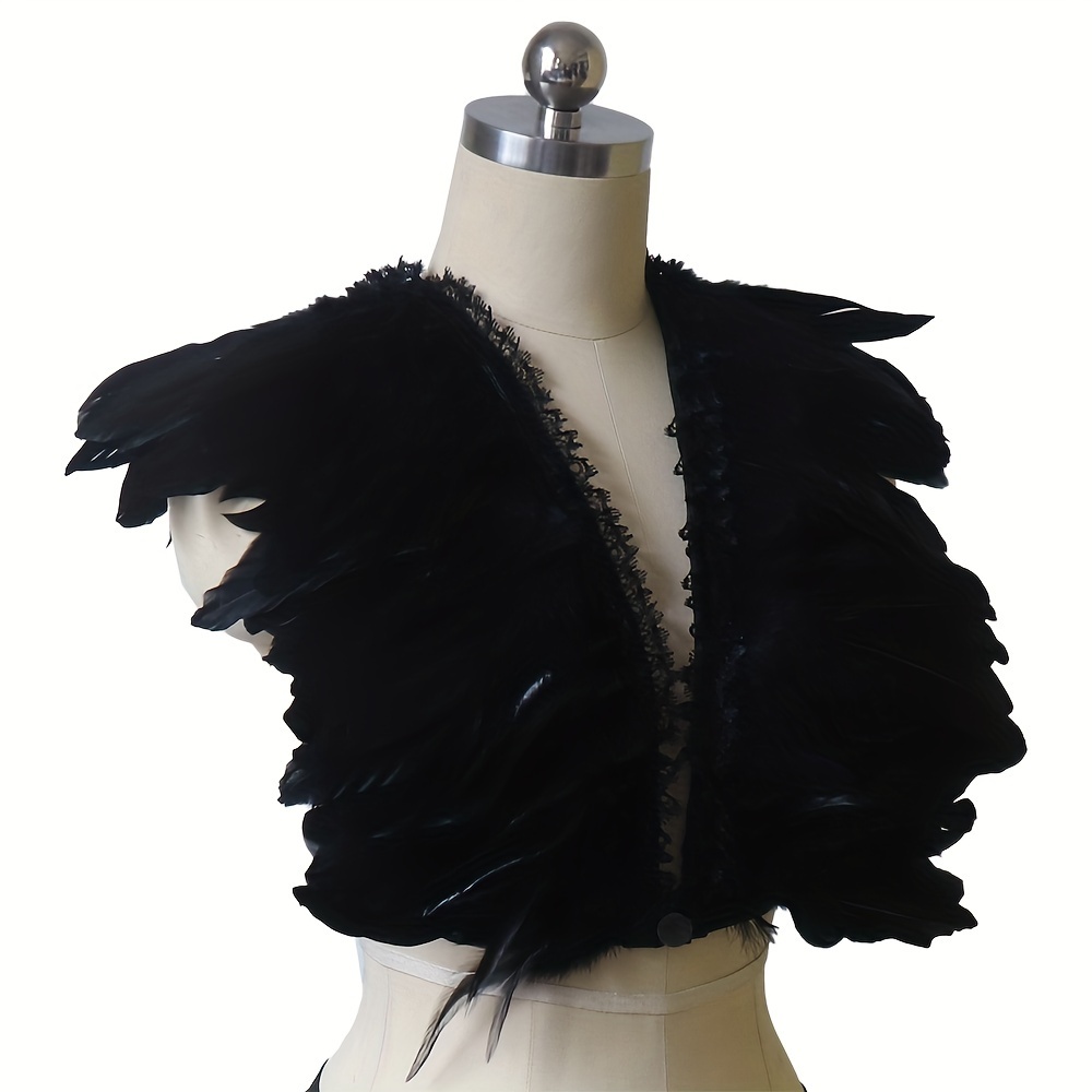 L'VOW Gothic Black Feather Shrug Cape Shawl Halloween Costume for Men