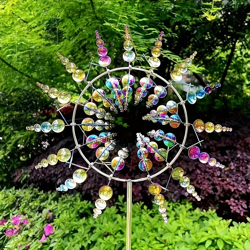 3D Hanging Wind Chime Yard Garden RGB Wind Spinners Stainless