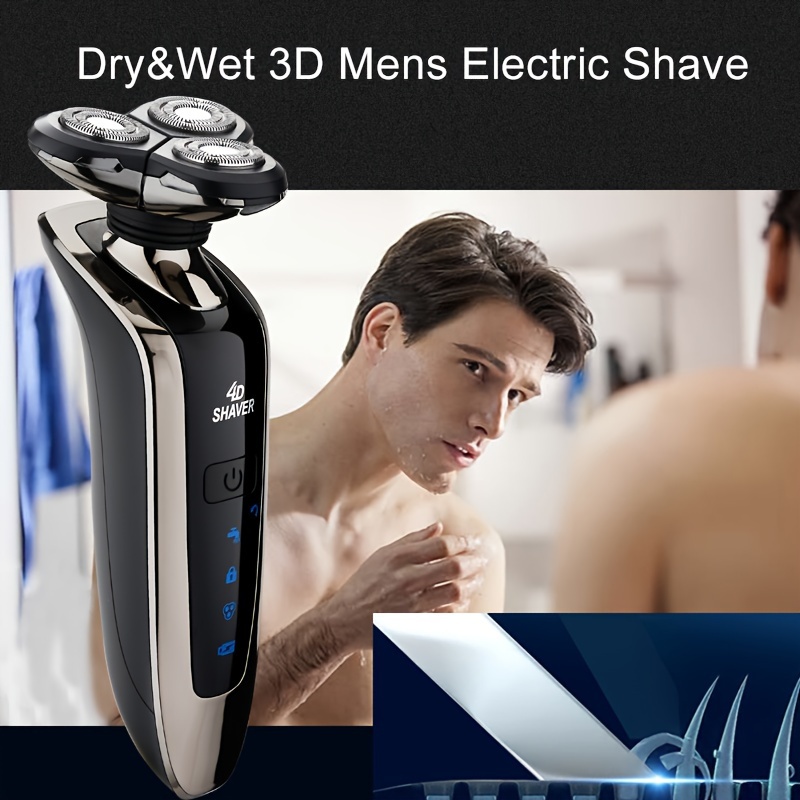 Maquinilla de afeitar eléctrica para hombre, resistente al agua IPX7,  afeitadora eléctrica recargable con cuchillas flotantes 3D, recortadora y