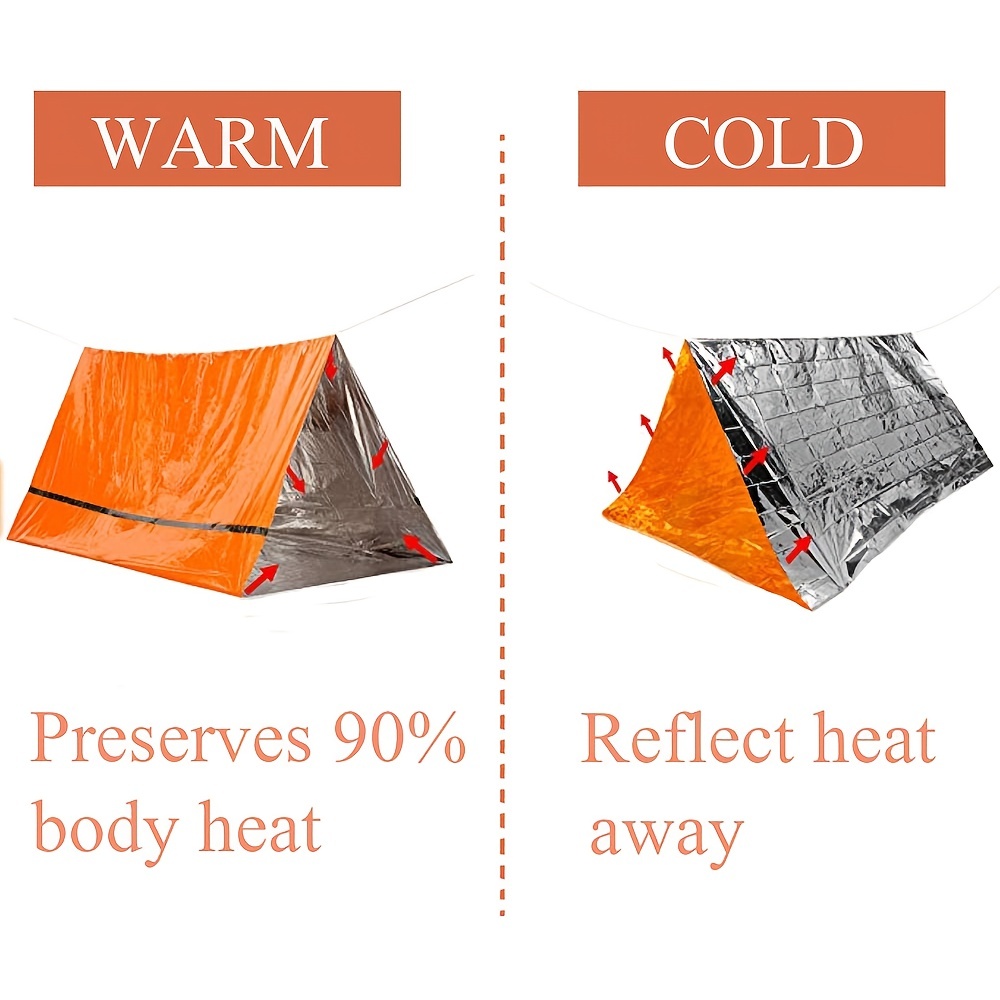 2 person emergency shelter survival bivy tube tent kit thermal blanket sos sleeping bag waterproof survival equipment sports & outdoors details 0
