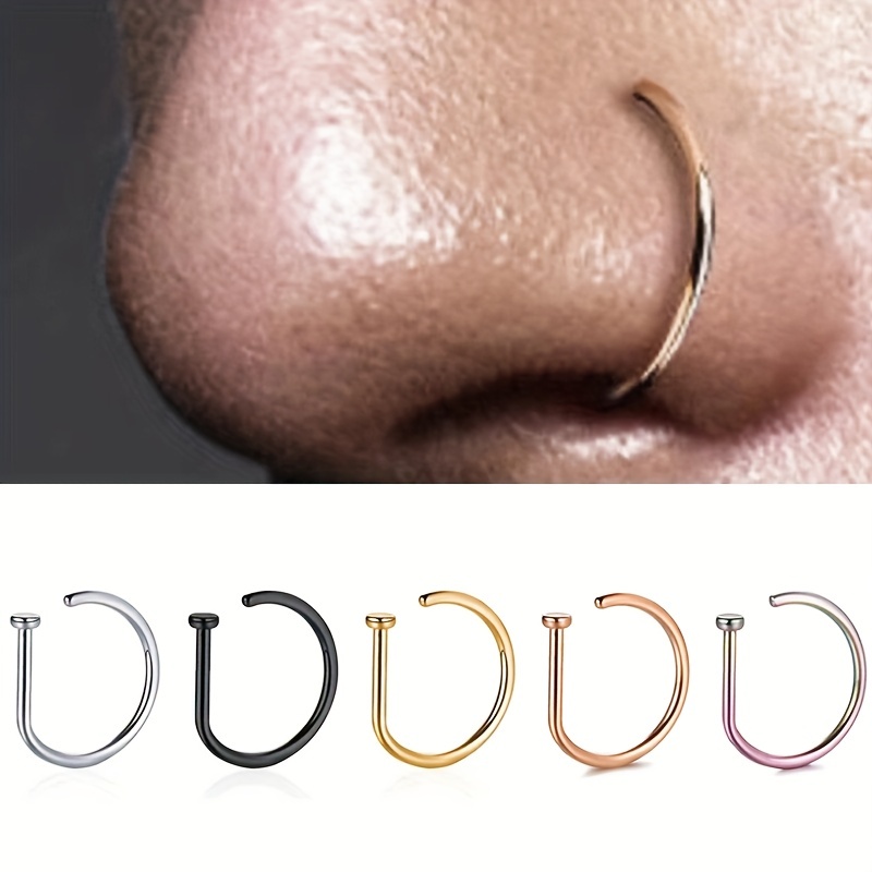 2pcs Stainless Steel Double Nose Ring Spiral Nose Septum Piercing