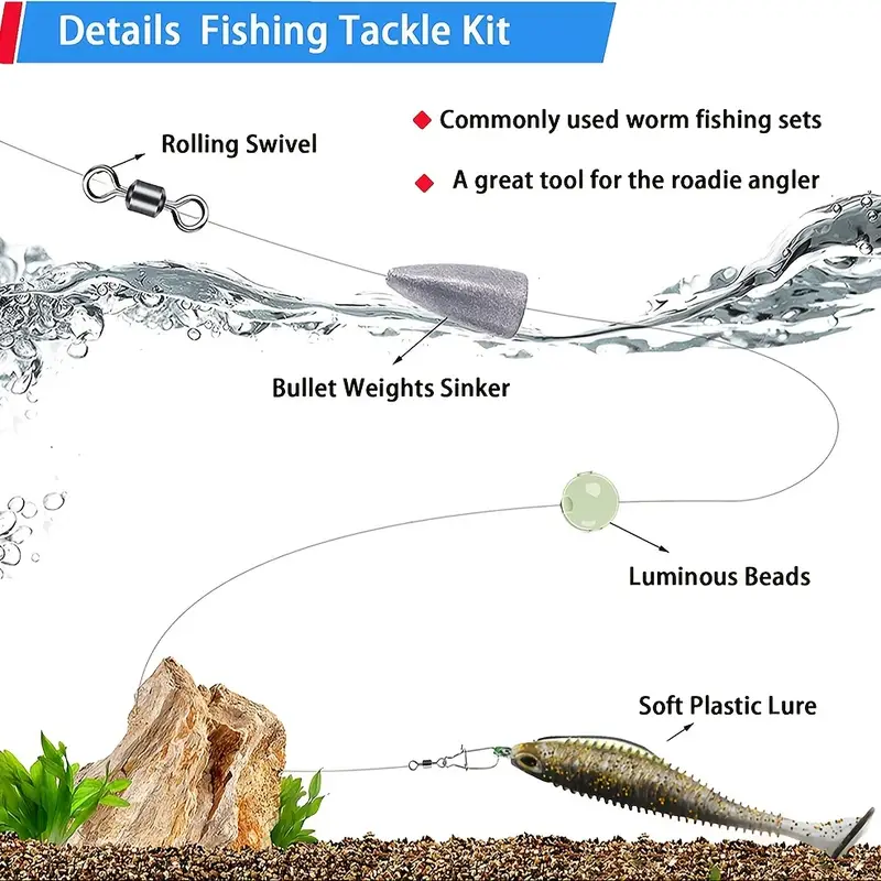 Texas Rig Set Bass Fishing Bullet Weight Space Bean Sequin - Temu