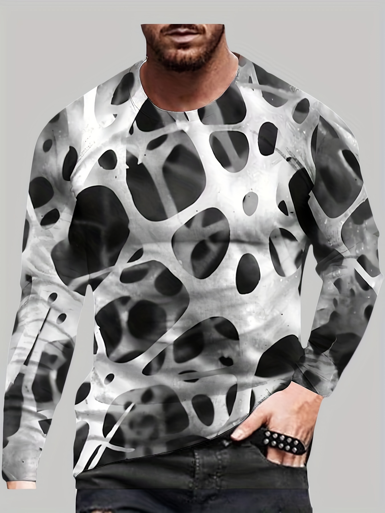 Men Leopard Print Shirts Long Sleeve Animal Print Casual Shirt