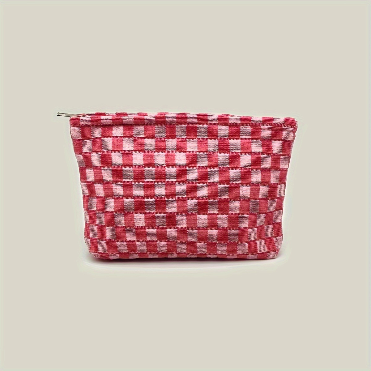 Lightweight Checkerboard Pattern Cosmetic Bag, Zipper Versatile