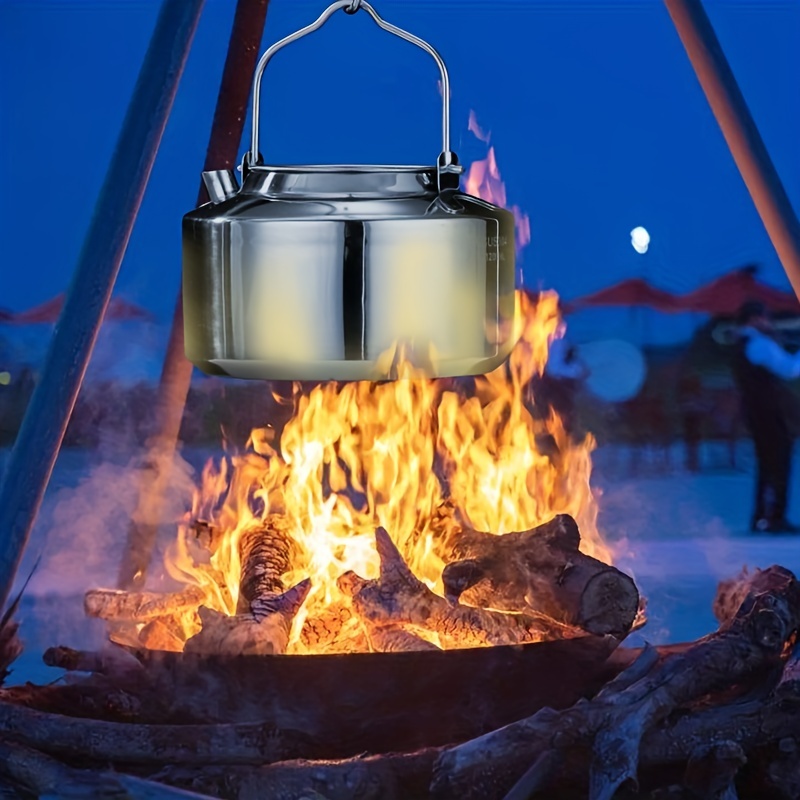 Camping Campfire Kettle Outdoor Kitchenware Stainless Steel Tea Coffee