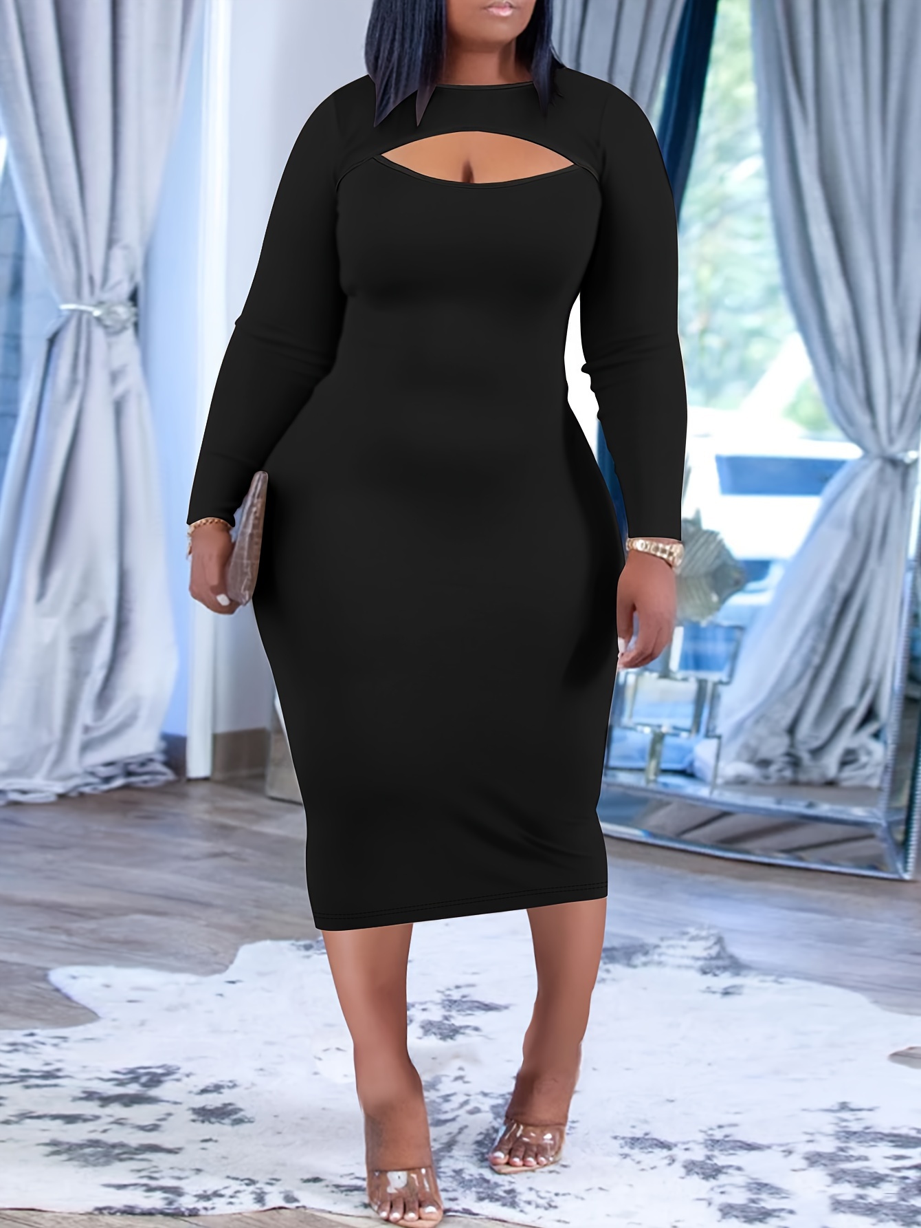  Plus Size for Women Lace Half Sleeve V Neck Slim Evening Dresses  Irregular Slit Sequin Midi Cocktail Party Dress Black : Clothing, Shoes &  Jewelry