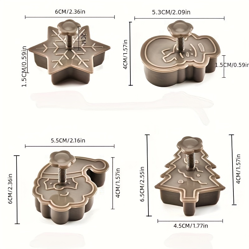 4Pcs/set Kitchen Cookie Biscuit Fondant Mold Cookie Baking Cutter Mould for  Christmas (Snowman/Snowflake/Christmas Tree/Santa Claus Pattern Baking Molds)