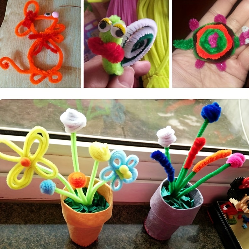 Colorful Fuzzy Sticks Diy Flower Material Plush Twist Stick - Temu