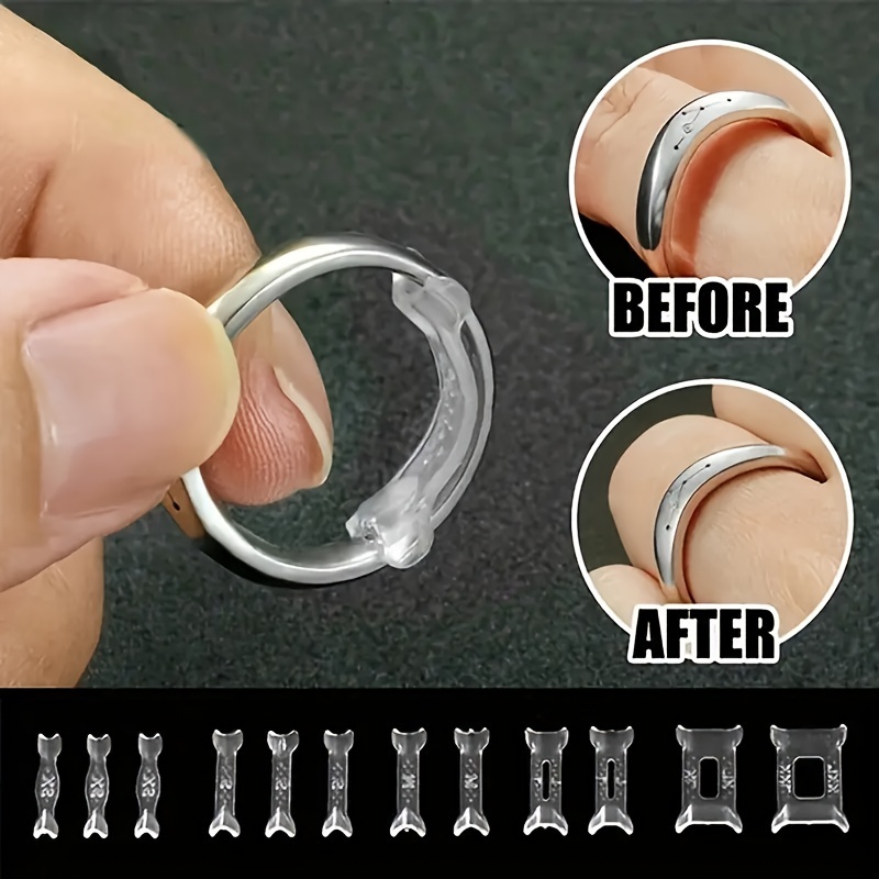 12Pcs Different Size Silicone Invisible Ring Sizer Adjuster Ring Adjuster  For Loose Ring For Wide Ring Jewelry Adjuster
