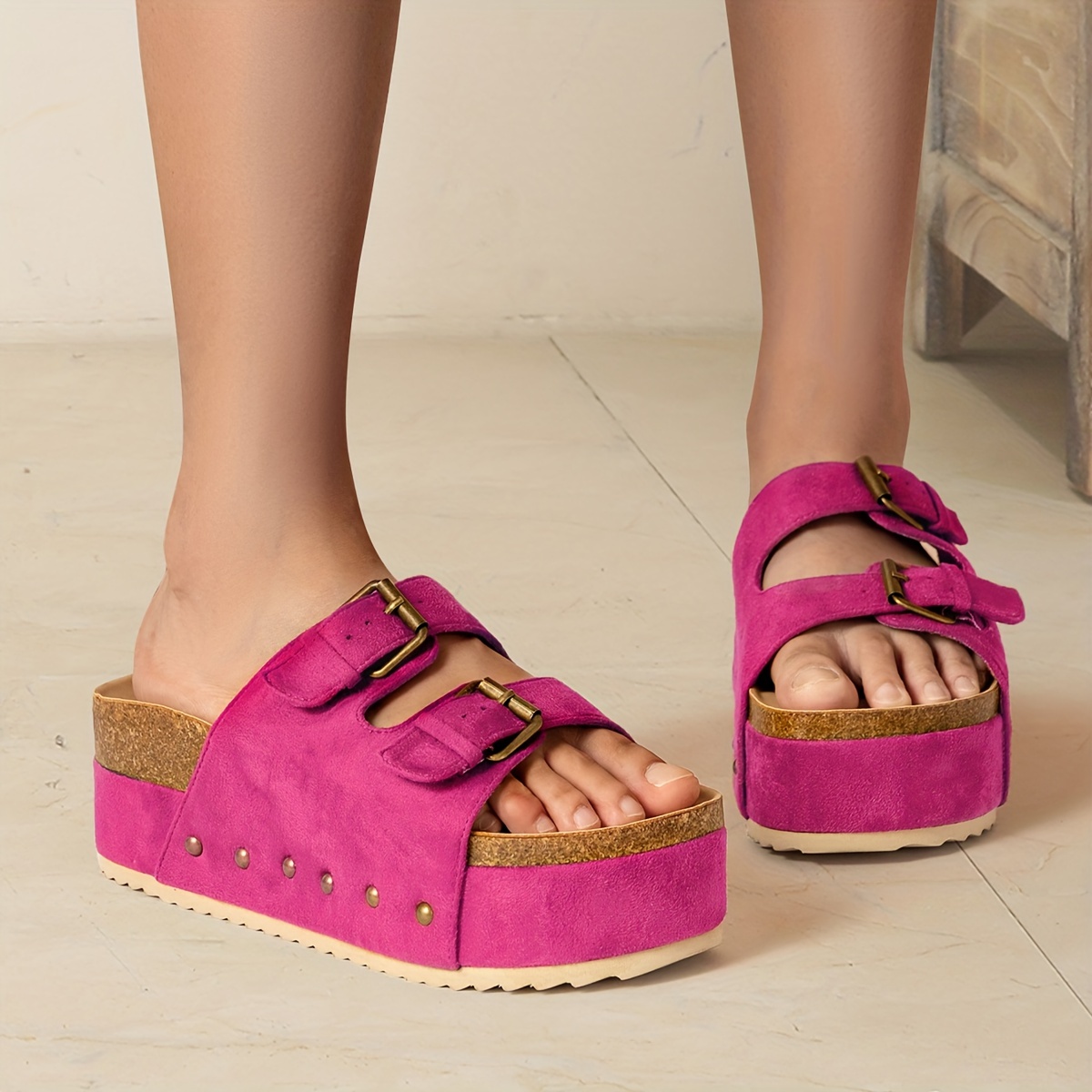 Buckle Strap Sandals - Temu