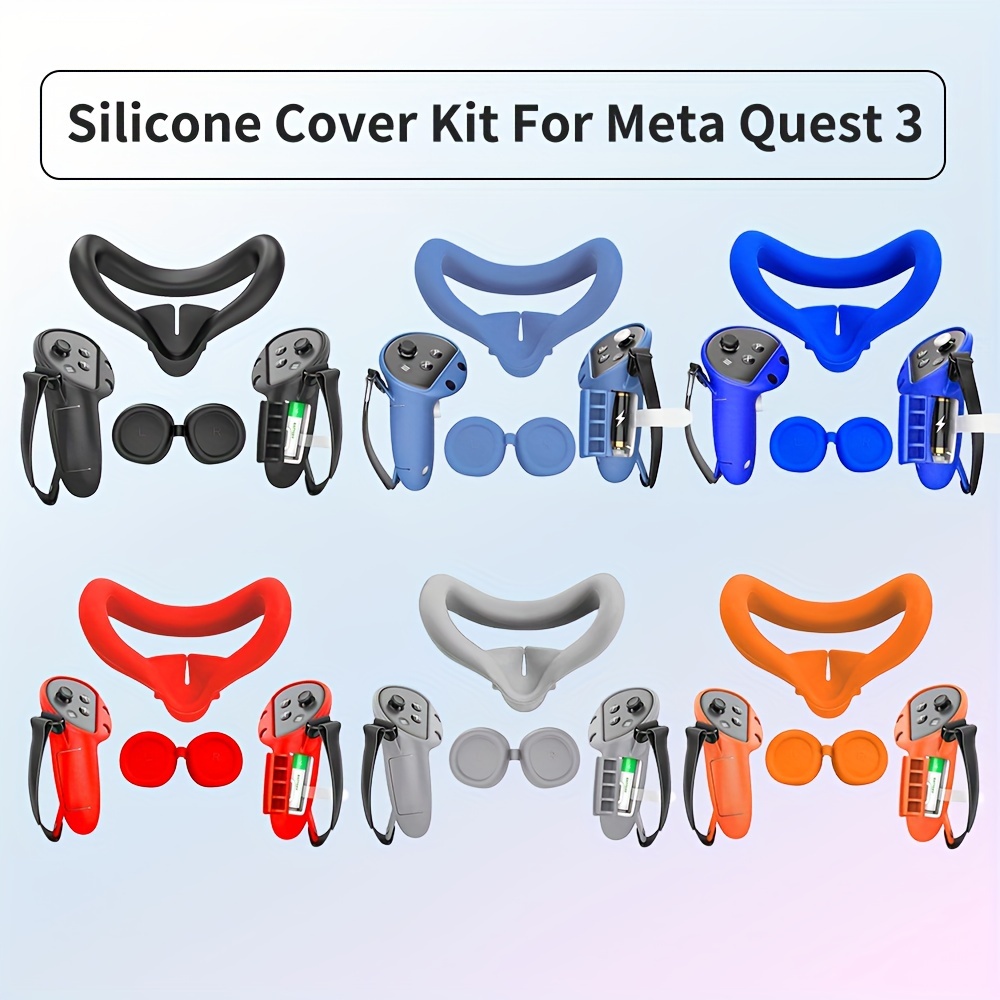 Carcasa protectora de silicona para Meta Quest 3, cubierta de agarre del  controlador, tapa de lente, accesorios Oculus VR, 7 en 1 - AliExpress